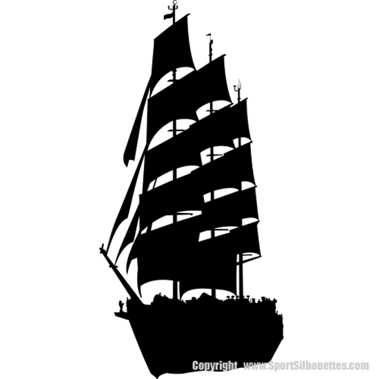 SAILING SHIP SILHOUETTE (Sailing Ship Vinyl Decals) Boats Wall Decals